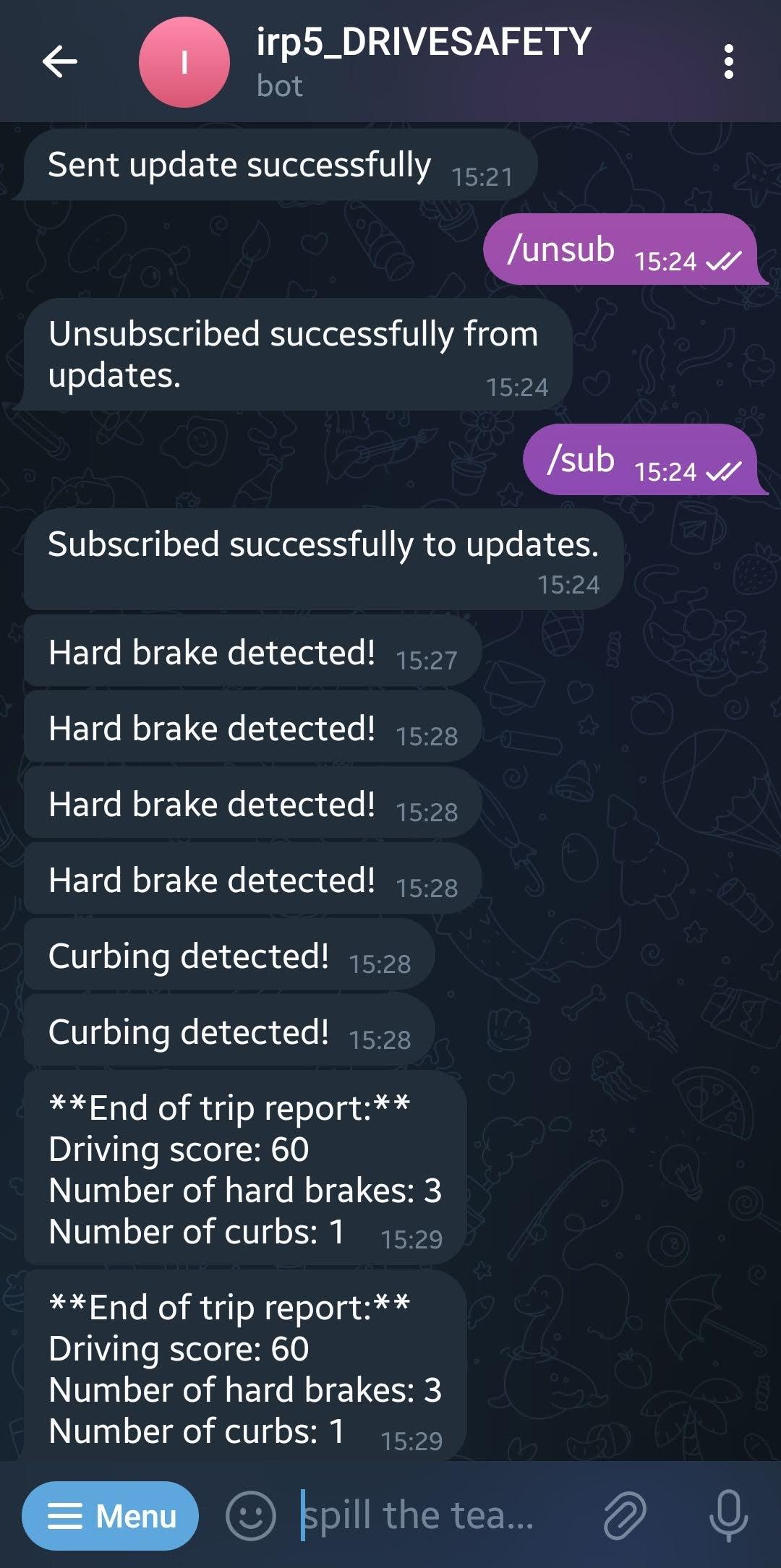 DriveSafety bot screenshot
