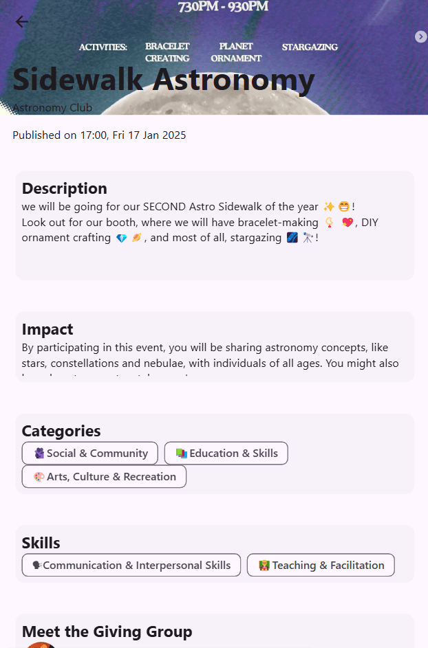 Event page