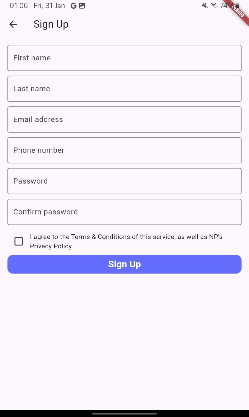External user signup page